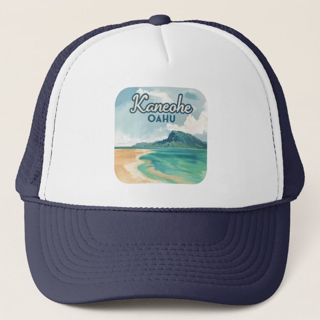 Gorra De Camionero Kaneohe Sandbar Oahu Hawaii Retro (Anverso)