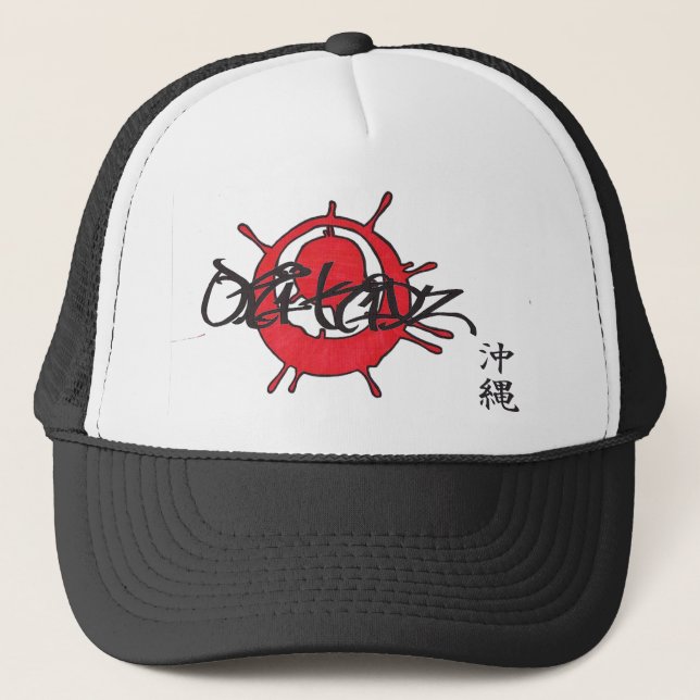 Gorra De Camionero Kanji de Okinawa de la bandera de Splater Oki de (Anverso)