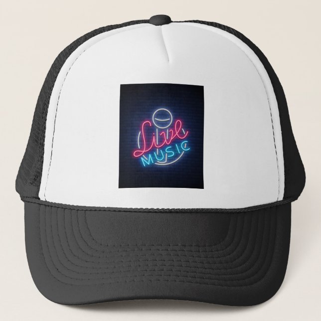 Gorra De Camionero Karaoke Neon Lighting Cured Word Art Word Textos (Anverso)