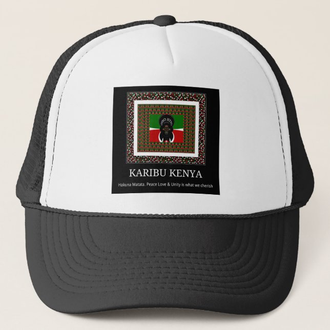 Gorra De Camionero Karibu Kenia: Vibrante bandera nacional colorea Ha (Anverso)
