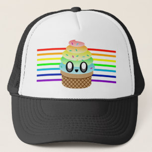 GORRA DE CAMIONERO KAWAII ICE CREAM RAINBOW CONE DELICIOSO FABULOSO