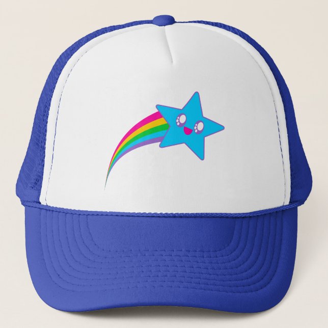 Gorra De Camionero Kawaii Rave Neon Star Rainbow (Anverso)