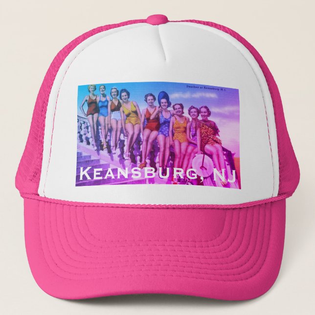 Gorra De Camionero Keansburg de época, NJ Beach Scene - Jersey Shore (Anverso)