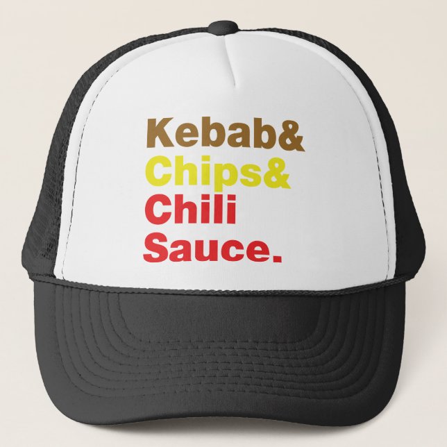 Gorra De Camionero Kebab, Chips y Salsa de Chili. (Anverso)