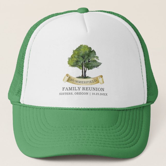 Gorra De Camionero Keepsake de vacaciones de árbol de la Reunión fami (Anverso)