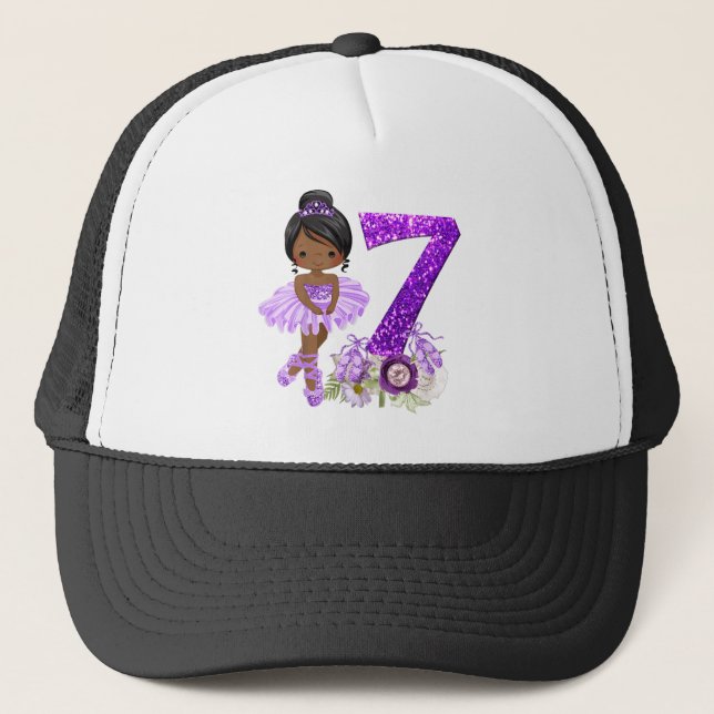 Gorra De Camionero Kids 7th African American Ballet Dancer Birthday 7 (Anverso)
