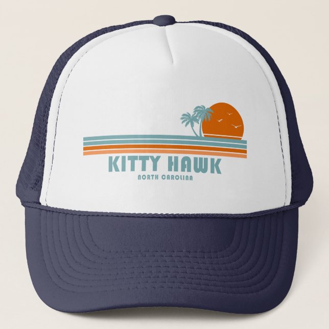 Gorra De Camionero Kitty Hawk North Carolina Sun Palm Trees (Anverso)