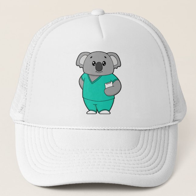 Gorra De Camionero Koala como enfermera con Notepad (Anverso)