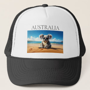 Gorra De Camionero Koala en una playa de arena
