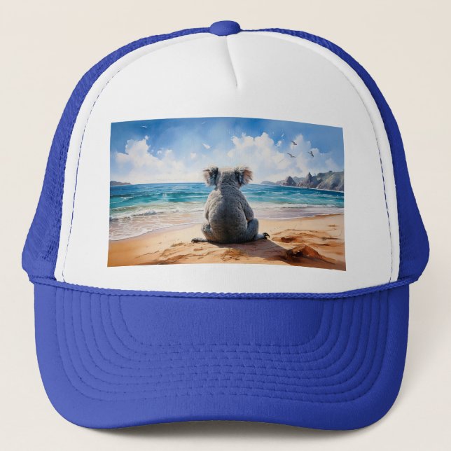 Gorra De Camionero Koala mirando el océano (Anverso)