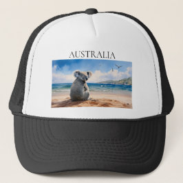Gorra De Camionero Koala mirando el océano