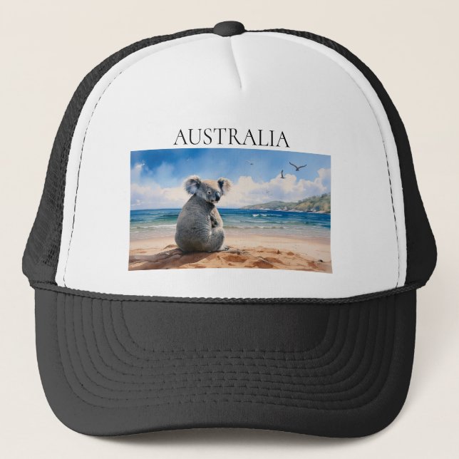 Gorra De Camionero Koala mirando el océano (Anverso)