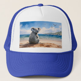 Gorra De Camionero Koala mirando el océano