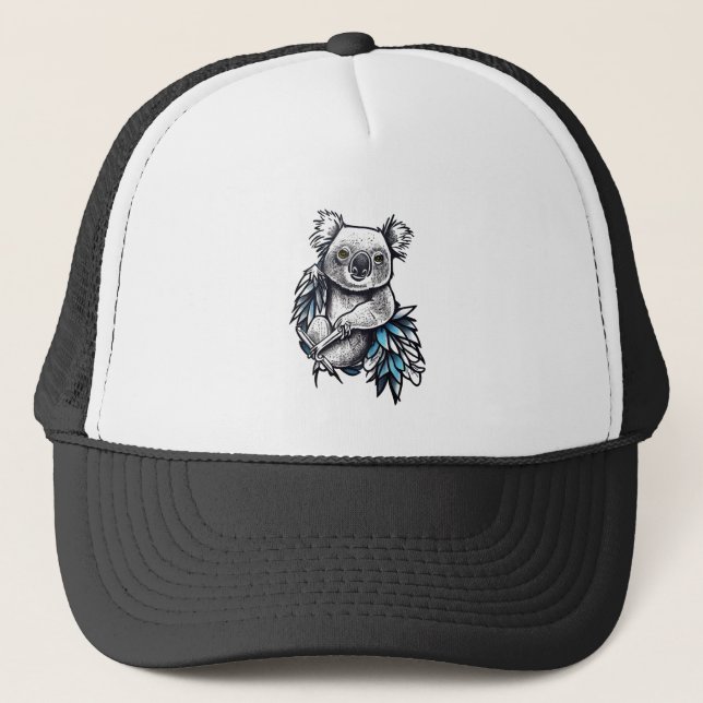 Gorra De Camionero Koala Oso Natural Animal Ilustracion Arte Tat (Anverso)