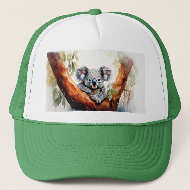 Gorra De Camionero Koala sentado en un eucalipto (Anverso)