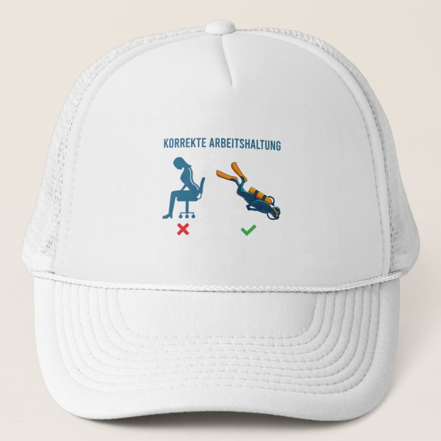 Gorra De Camionero Korrekte Arbeitshaltung Scuba Diver Apparel Funny (Anverso)