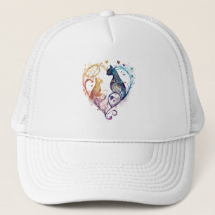 Gorra De Camionero Kuraudea un lindo gato amoroso con forma de corazó