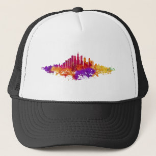 Gorra De Camionero La acuarela del Skyline de Chicago en blanco