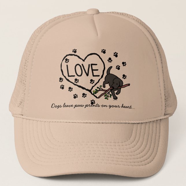 Gorra De Camionero La arena negra de Labrador pone letras al dibujo (Anverso)
