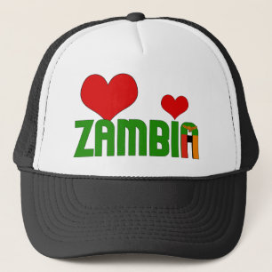 Gorra De Camionero La bandera de Zambia adorable alienta a los patrio
