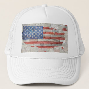 Gorra De Camionero La bandera del mapa patriótico vintage estadounide