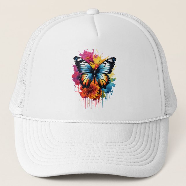Gorra De Camionero La colorida salpicadura de mariposa (Anverso)