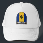 Gorra De Camionero La cosecha de la bandera de Barbados es de mal gus<br><div class="desc">Emblema de Barbados con la bandera y el escudo de armas.</div>
