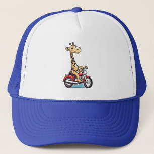 Gorra De Camionero La Divertida Giraffe Personalizado En Motocicleta,
