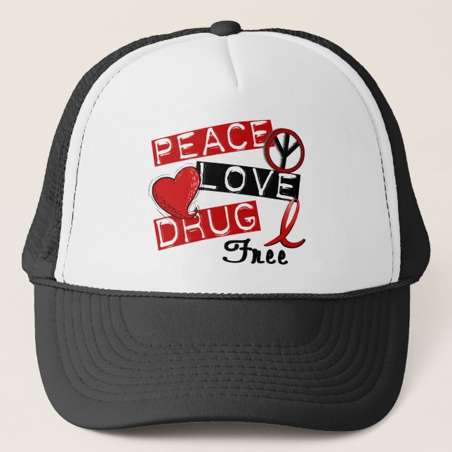 Gorra De Camionero La droga del amor de la paz libera (Anverso)