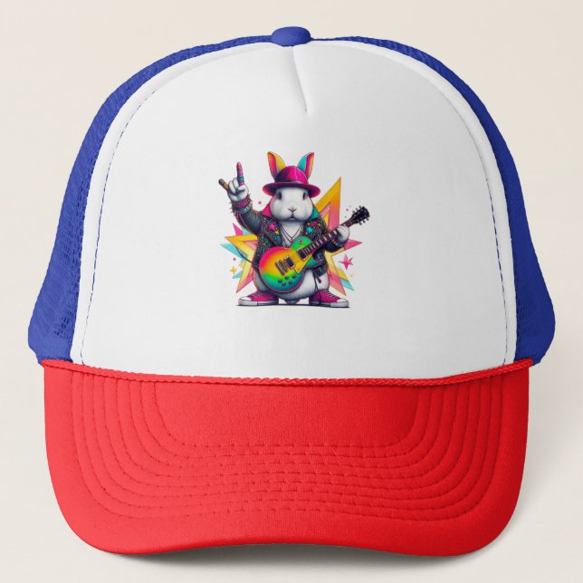 Gorra De Camionero La estrella de rock de conejo (Anverso)