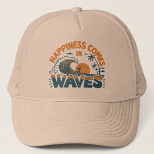 Gorra De Camionero La felicidad llega en la playa Waves Retro