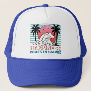 Gorra De Camionero La felicidad llega en la playa Waves Retro