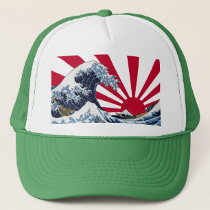 Gorra De Camionero "La gran ola de Kanagawa"+"Bandera solar en ascens