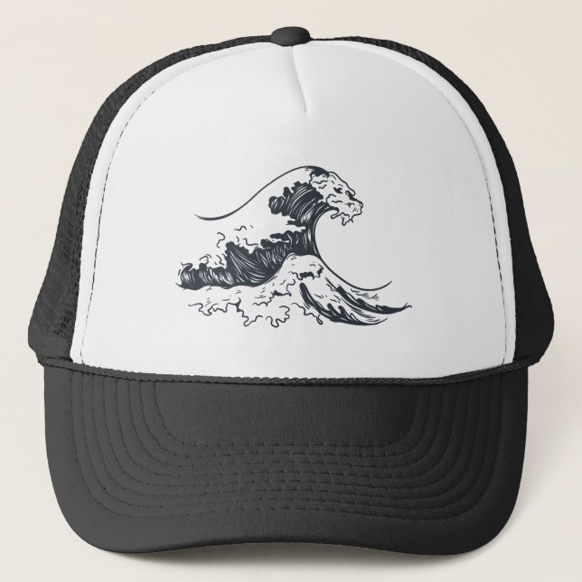 Gorra De Camionero La gran ola del ilustracion de Kanagawa (Anverso)