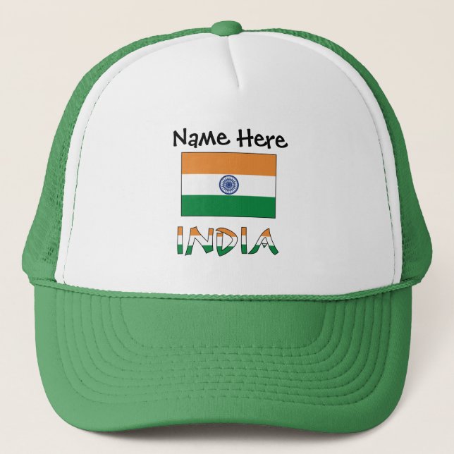 Gorra De Camionero La India y la bandera india personalizadas (Anverso)