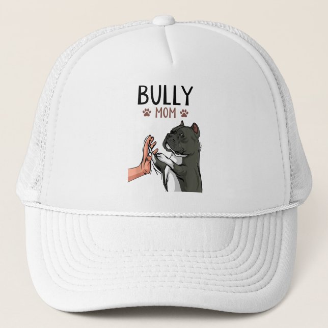 Gorra De Camionero La mamá de bully americano cute perro (Anverso)