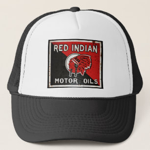 Gorra De Camionero La muestra india roja del aceite de motor