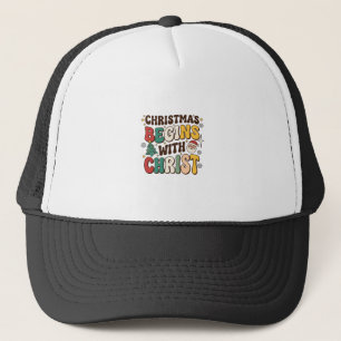 Gorra De Camionero La Navidad Comienza Con Cristo Diseño De Árbol De