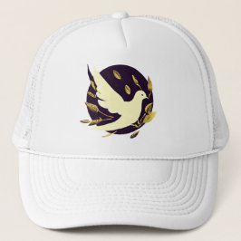 Gorra De Camionero La paloma de la paz morada y dorada