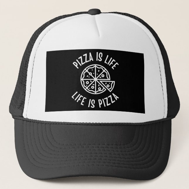 Gorra De Camionero La pizza es la vida es divertida (Anverso)