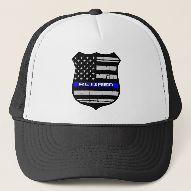 Gorra De Camionero La policía Badge Blue Line jubilado (Anverso)