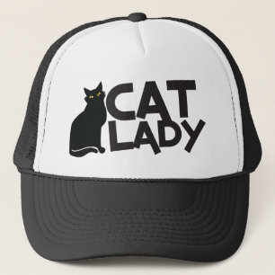 Gorra De Camionero la señora del gato con amarillo furtivo del gato