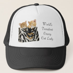 Gorra De Camionero La señora loca más de moda Hat del gato del mund