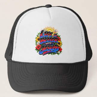 Gorra De Camionero La vida colorida es mejor con Jesús Floral Sol