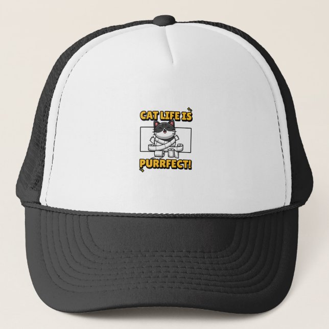 Gorra De Camionero La vida de gato es perfecta (Anverso)