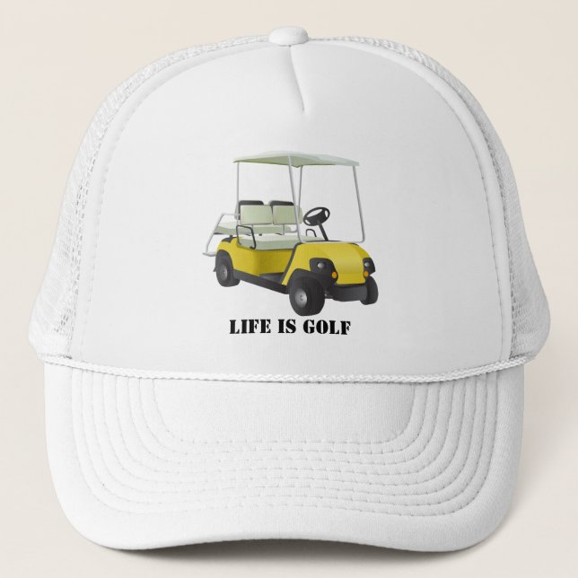 Gorra De Camionero La vida es golf Carro de golf Casquillo blanco ama (Anverso)