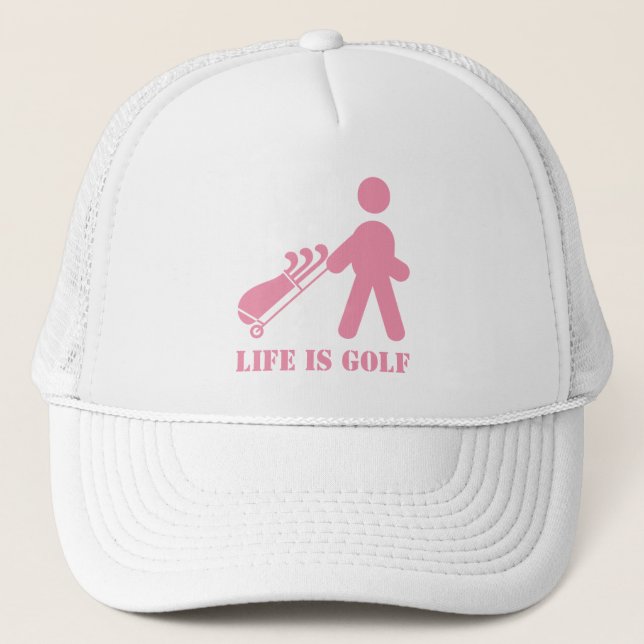 Gorra De Camionero La vida es golf Golfer Pink White Wall Cap (Anverso)