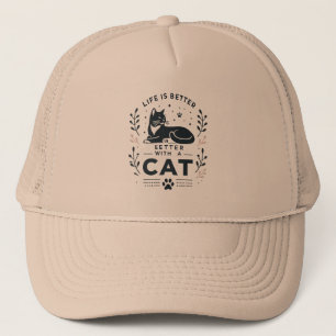 Gorra De Camionero La vida es mejor con un gato