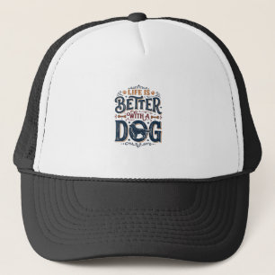 Gorra De Camionero La vida es mejor con un perro diseño de grabado vi
