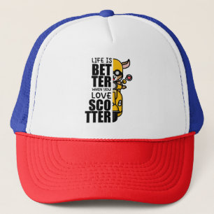 Gorra De Camionero "La vida es mejor cuando amas a Scooter" - Cabra l